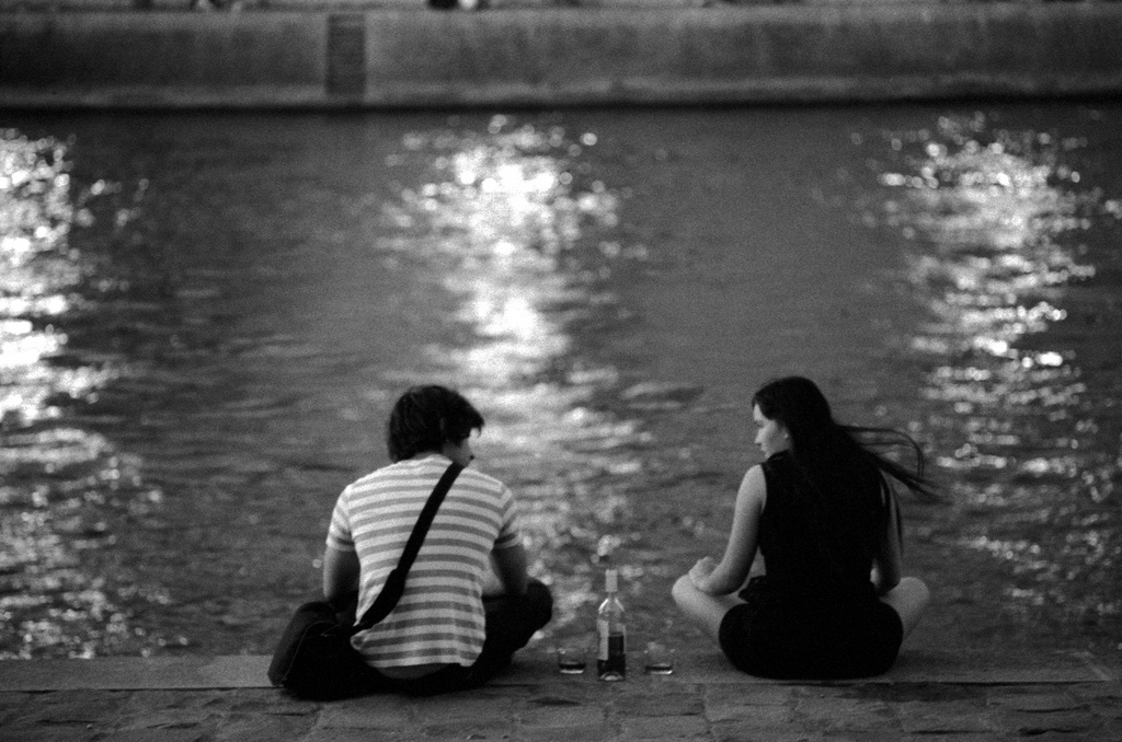 Drinking wine by the Seine in Paris