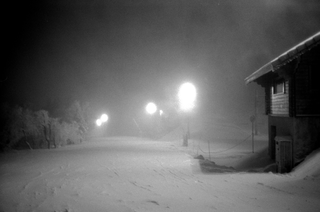 Ski in La Bresse (Vosges) at night