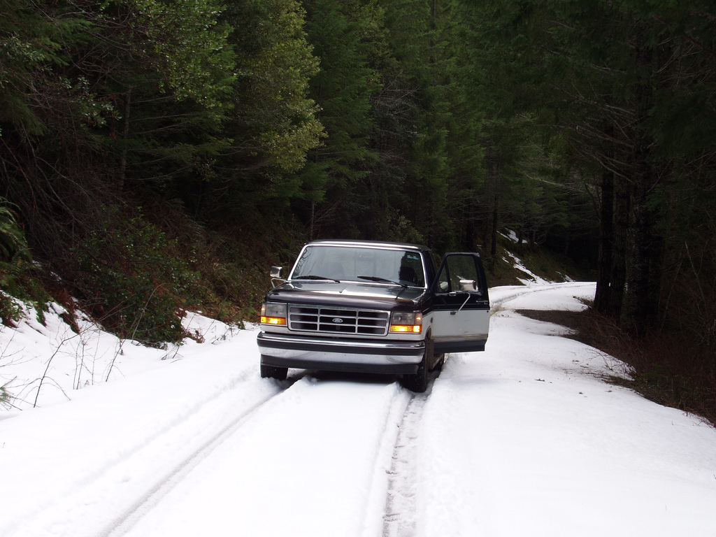 The car is in the snow
