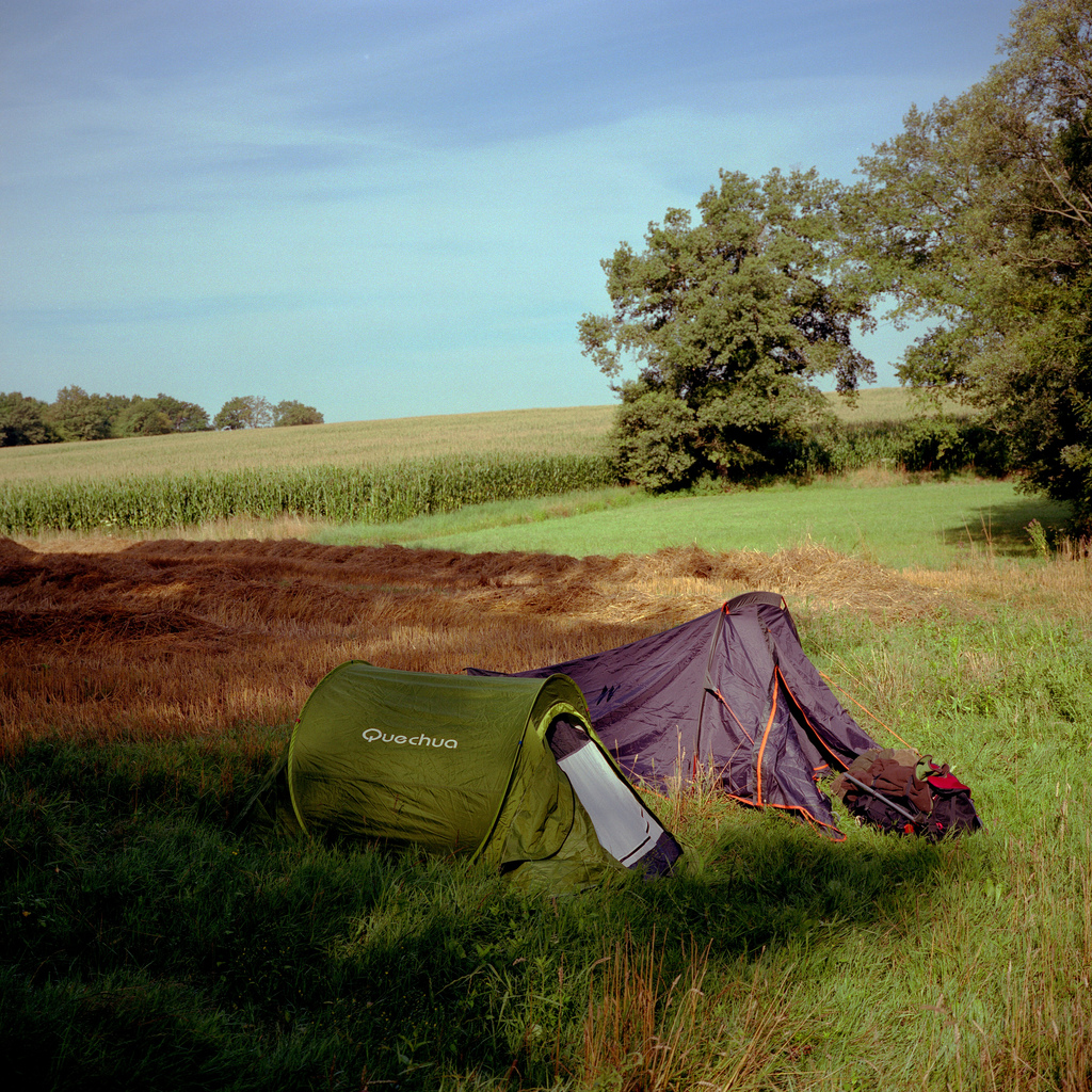 Le matin. Après s'etre arretés n'importe ou pendant la nuit.